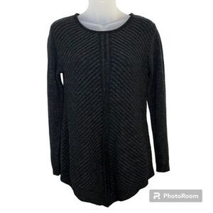 AGB Black Chevron Striped Long Sleeve Sweater Top Size Small